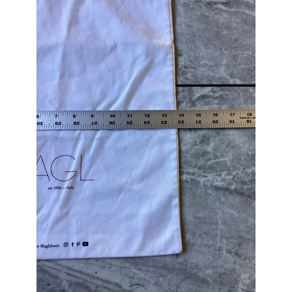 AGL Attilio Giusti Leombruni White Cotton Drawstring Shoe Handbag Dust Bag 13x17
